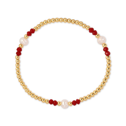 Set/12 3mm Beaded Crystal & Pearl Stretch Bracelets
