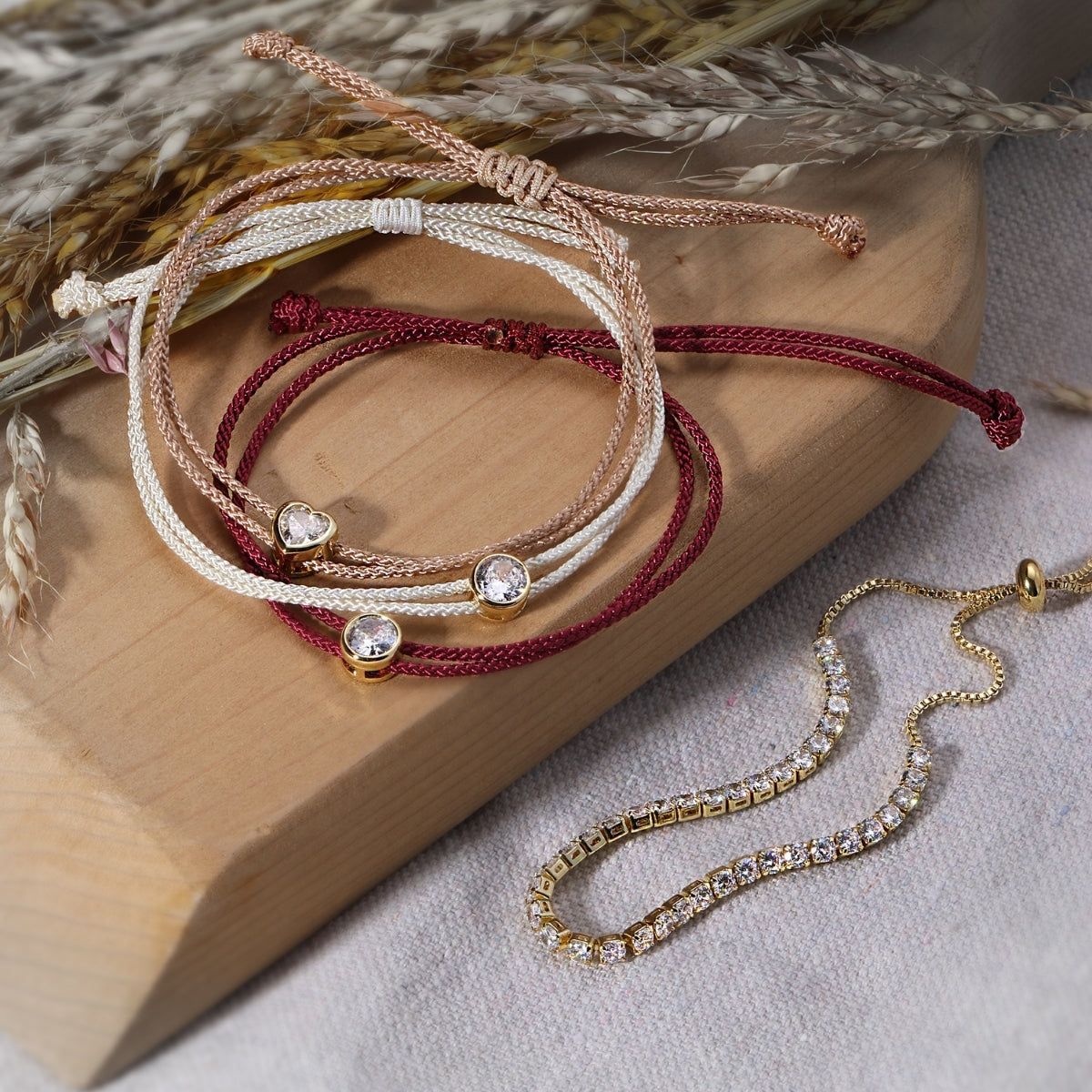 Sparkling Heart Adjustable Slider Bracelet