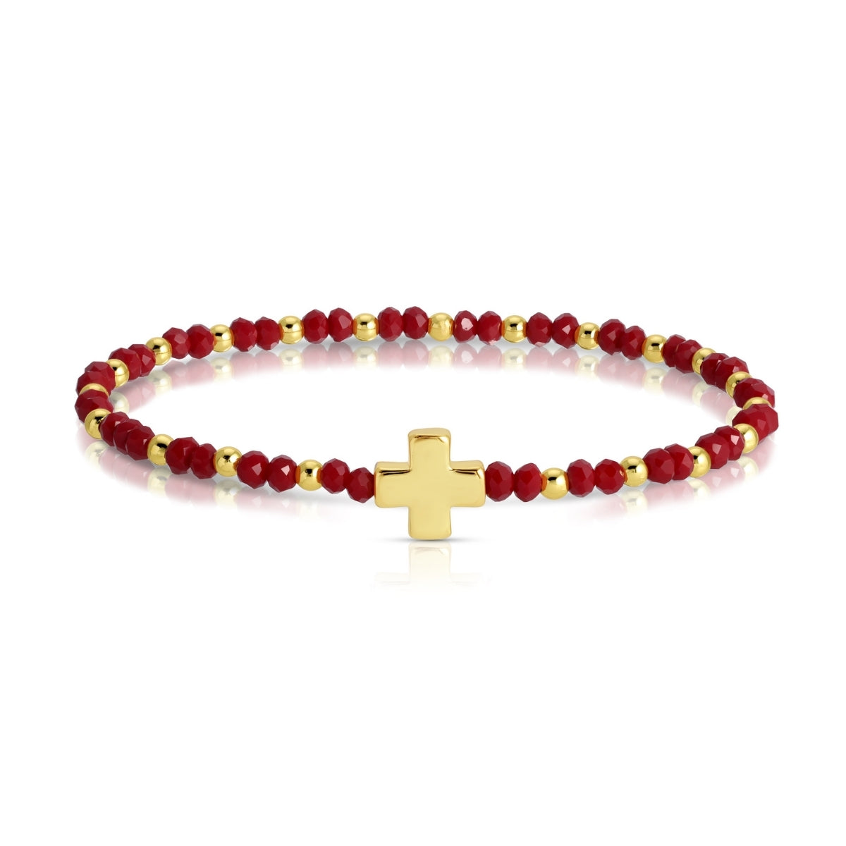 Set/12 4mm Stretch Bracelets with Colorful Crystals and Single Cross