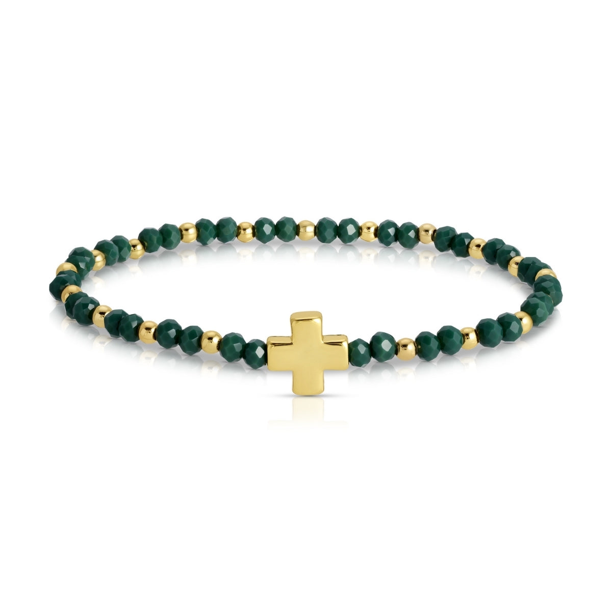 Set/12 4mm Stretch Bracelets with Colorful Crystals and Single Cross