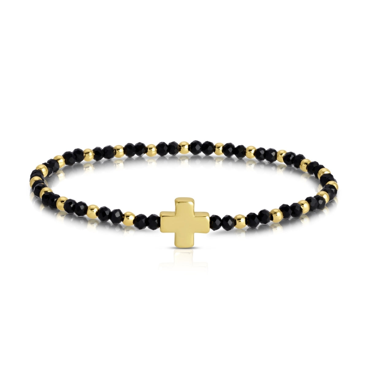 Set/12 4mm Stretch Bracelets with Colorful Crystals and Single Cross