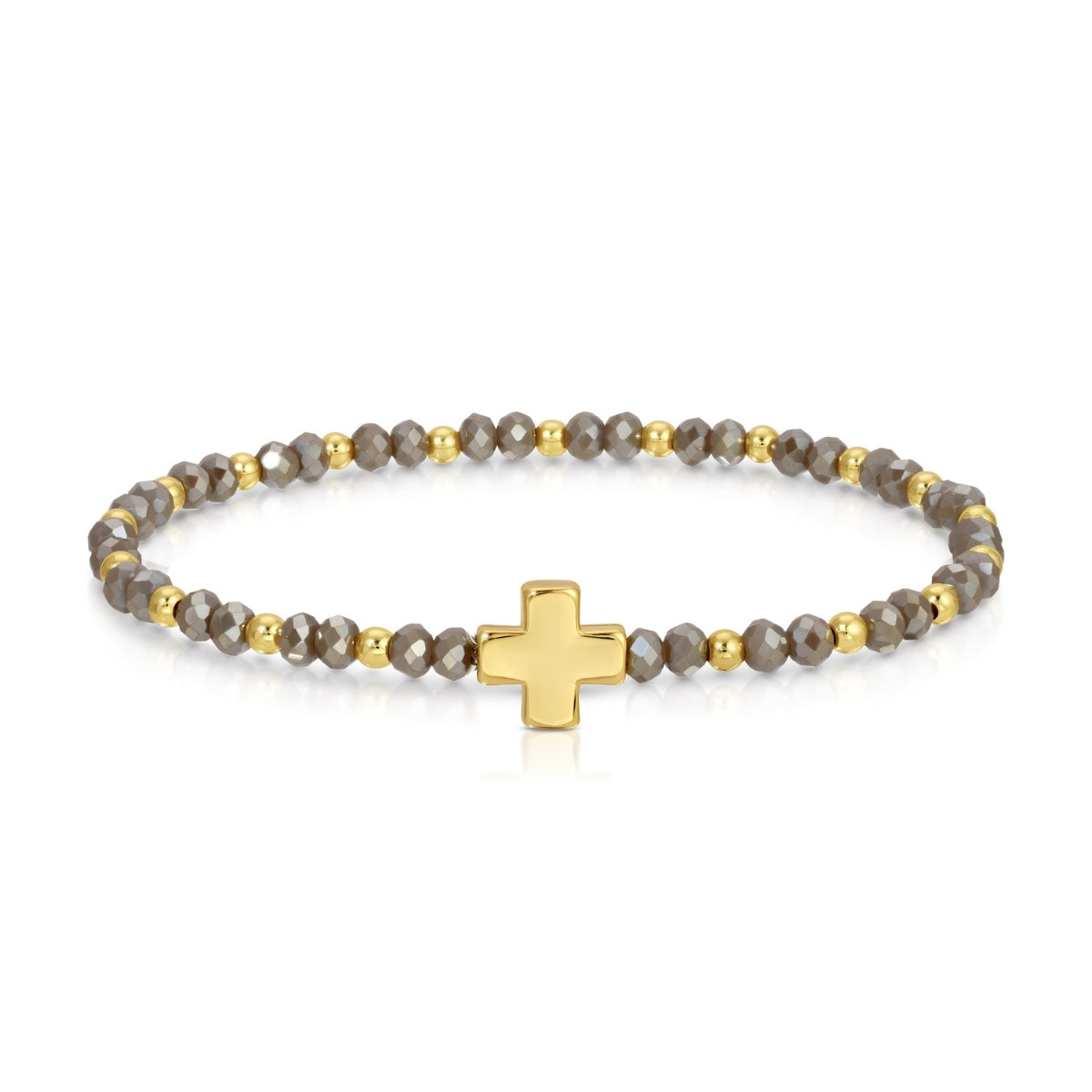 Set/12 4mm Stretch Bracelets with Colorful Crystals and Single Cross