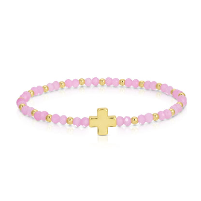 Set/12 4mm Stretch Bracelets with Colorful Crystals and Single Cross