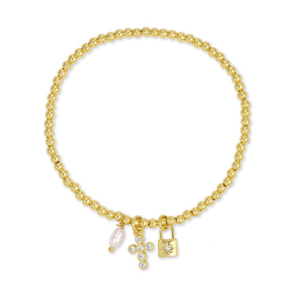 The Devotion Lock and Cross Bracelet