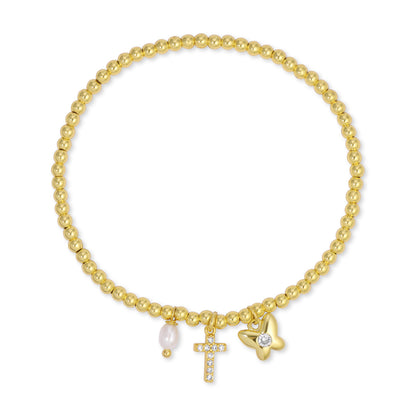 Renewal & Faith Gold Stretch Bracelet