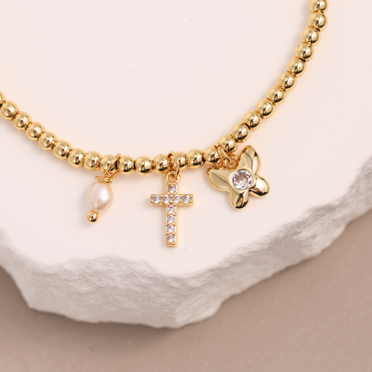 Renewal & Faith Gold Stretch Bracelet
