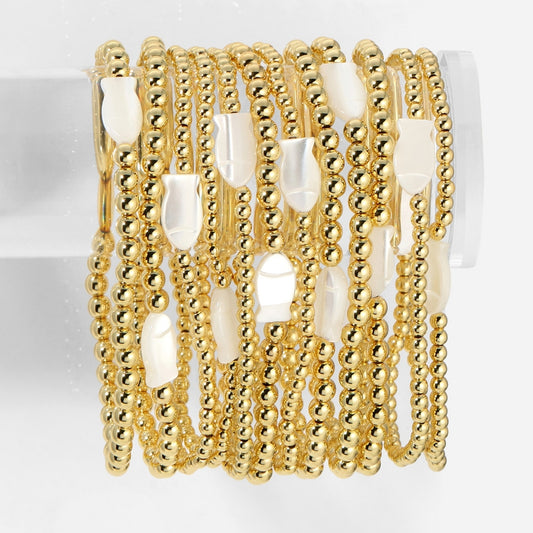 Set/12 Stretch Bracelets with Fish-Shaped Shell