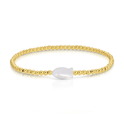 Set/12 Stretch Bracelets with Fish-Shaped Shell