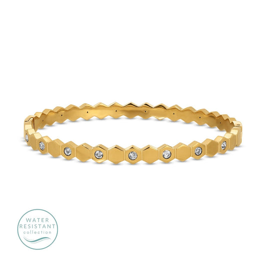 Hinged Hexagon Water Resistant Bangle