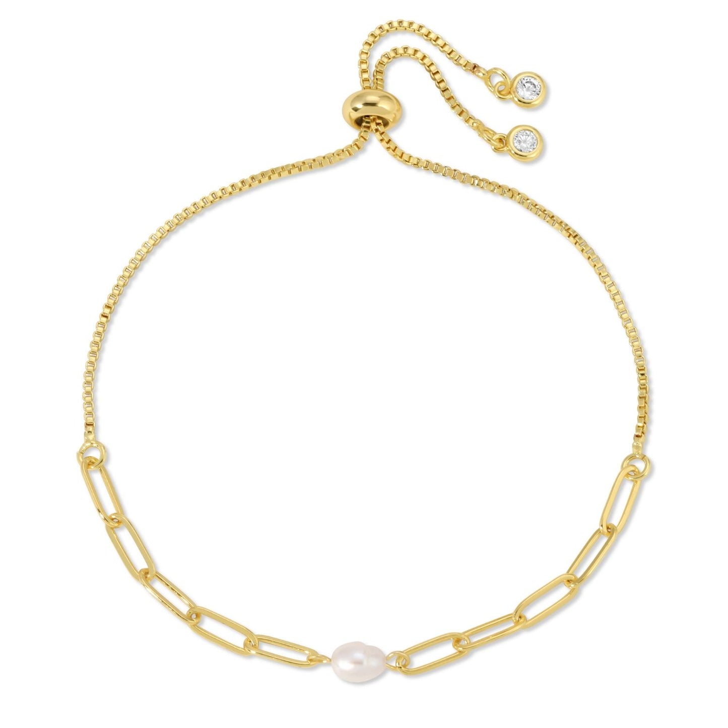 Delicate Link Chain Pearl Pulley Bracelet