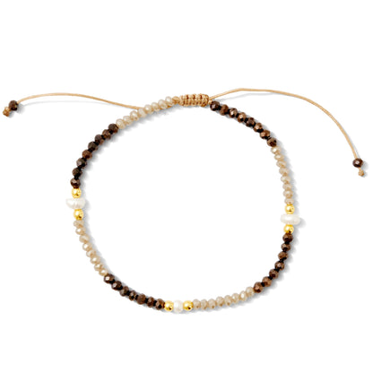Set/12 Crystal & Pearl Adjustable Bracelets