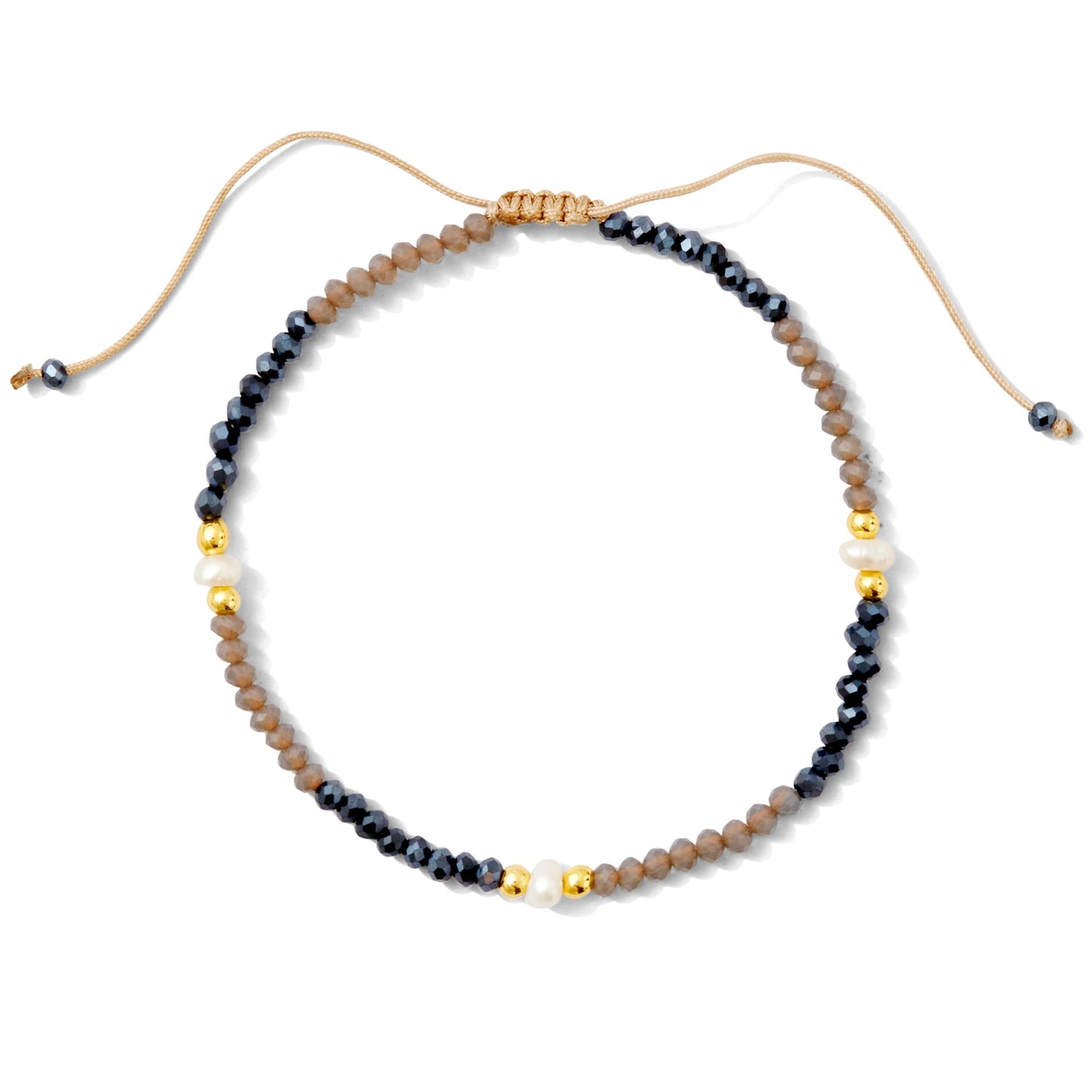 Set/12 Crystal & Pearl Adjustable Bracelets