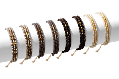 Set/8 Triple Crystal Adjustable Bracelets