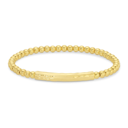 Beaded Bracelet with Lightly Textured Bar