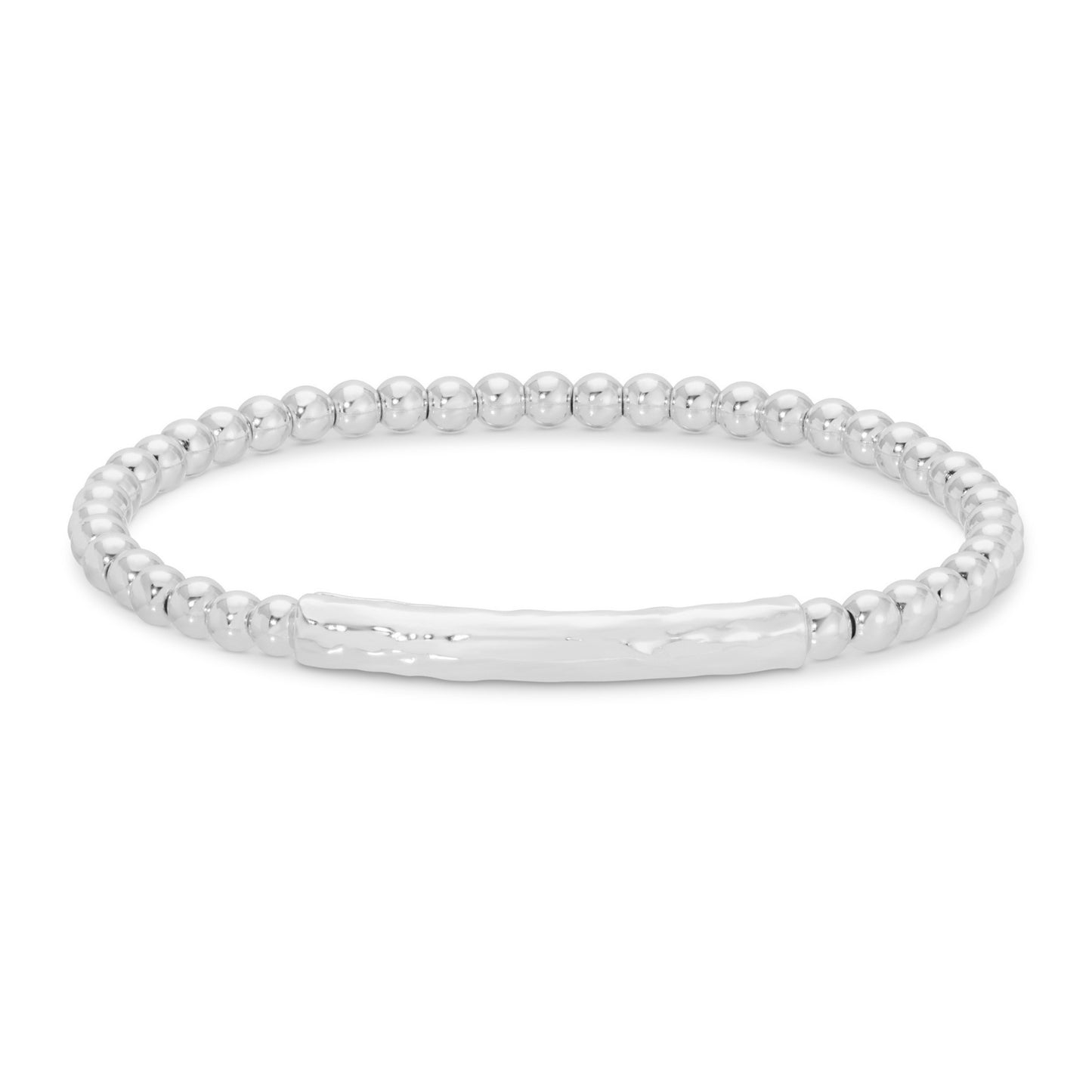 Beaded Bracelet with Lightly Textured Bar
