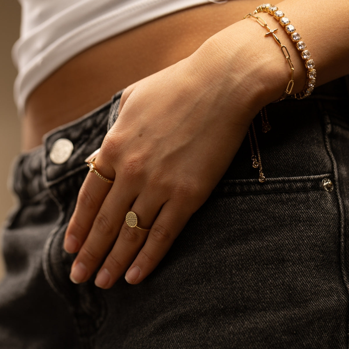 Faux Diamond Pulley Bracelet
