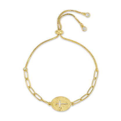 The Gilded Grace Cross Cut-Out Pulley Bracelet