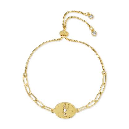 MOM Gilded Cut-Out Oval Pulley Bracelet