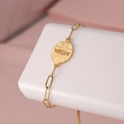 MOM Gilded Cut-Out Oval Pulley Bracelet