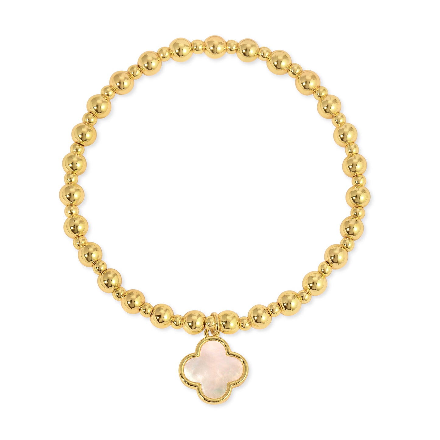 Beaded Bracelet with Classic Quatrefoil Charm