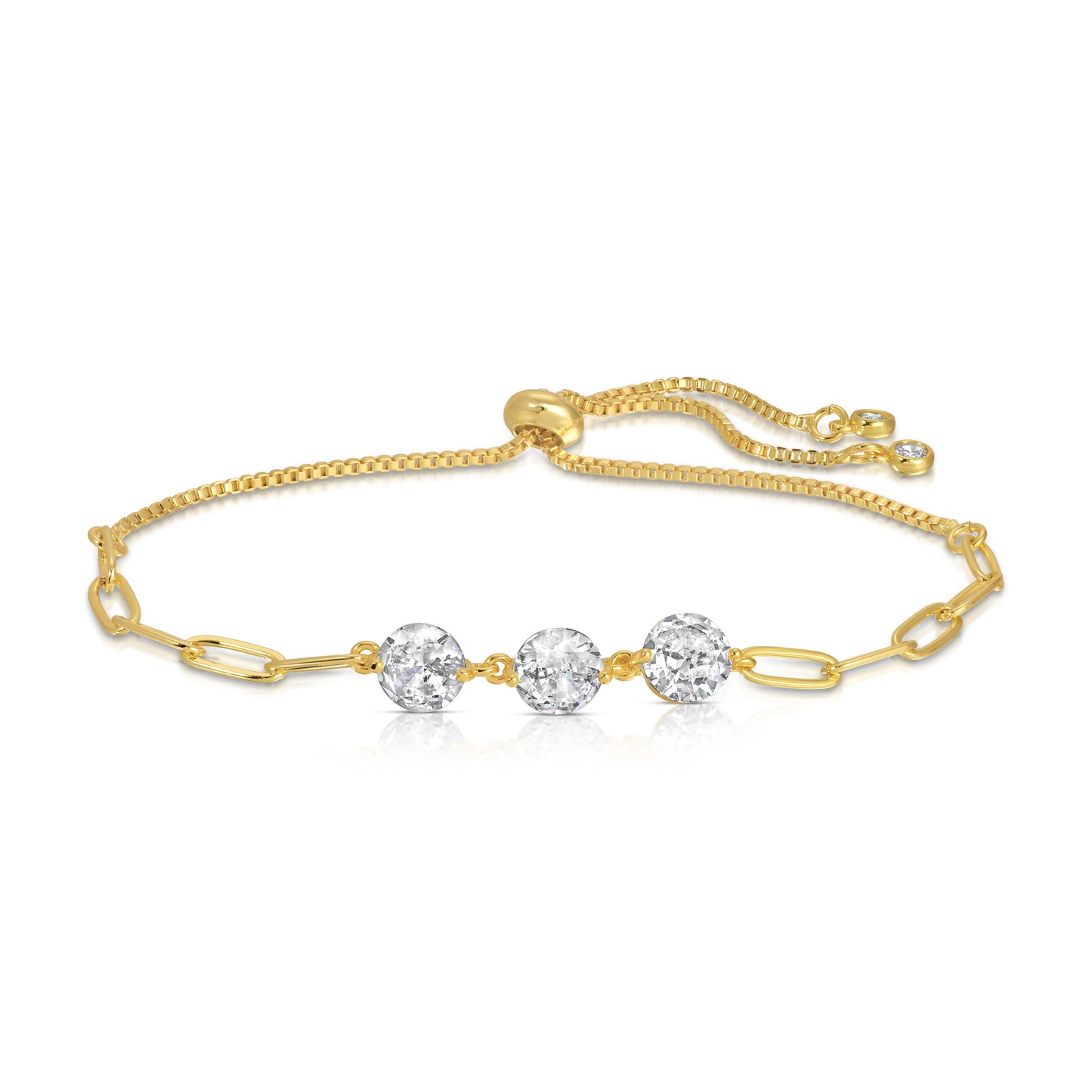 Triple Faux Diamond Paperclip Pulley Bracelet