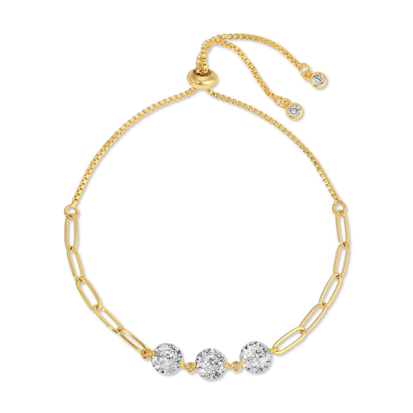 Triple Faux Diamond Paperclip Pulley Bracelet
