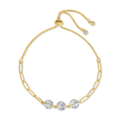 Triple Faux Diamond Paperclip Pulley Bracelet