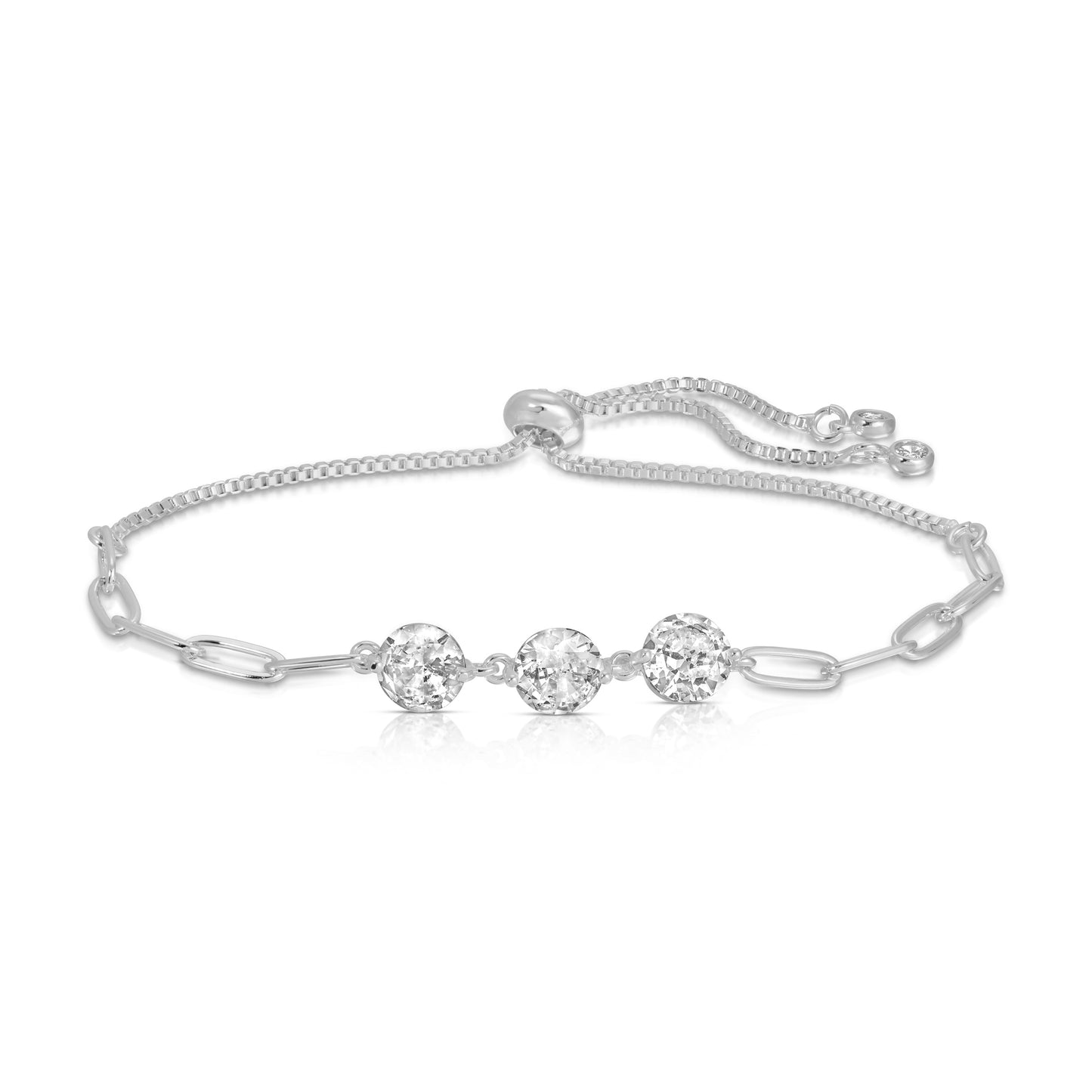 Triple Faux Diamond Paperclip Pulley Bracelet