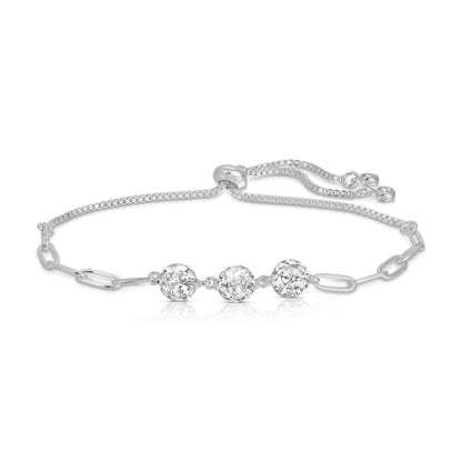 Triple Faux Diamond Paperclip Pulley Bracelet