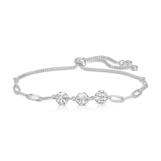 Triple Faux Diamond Paperclip Pulley Bracelet