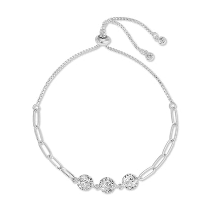 Triple Faux Diamond Paperclip Pulley Bracelet