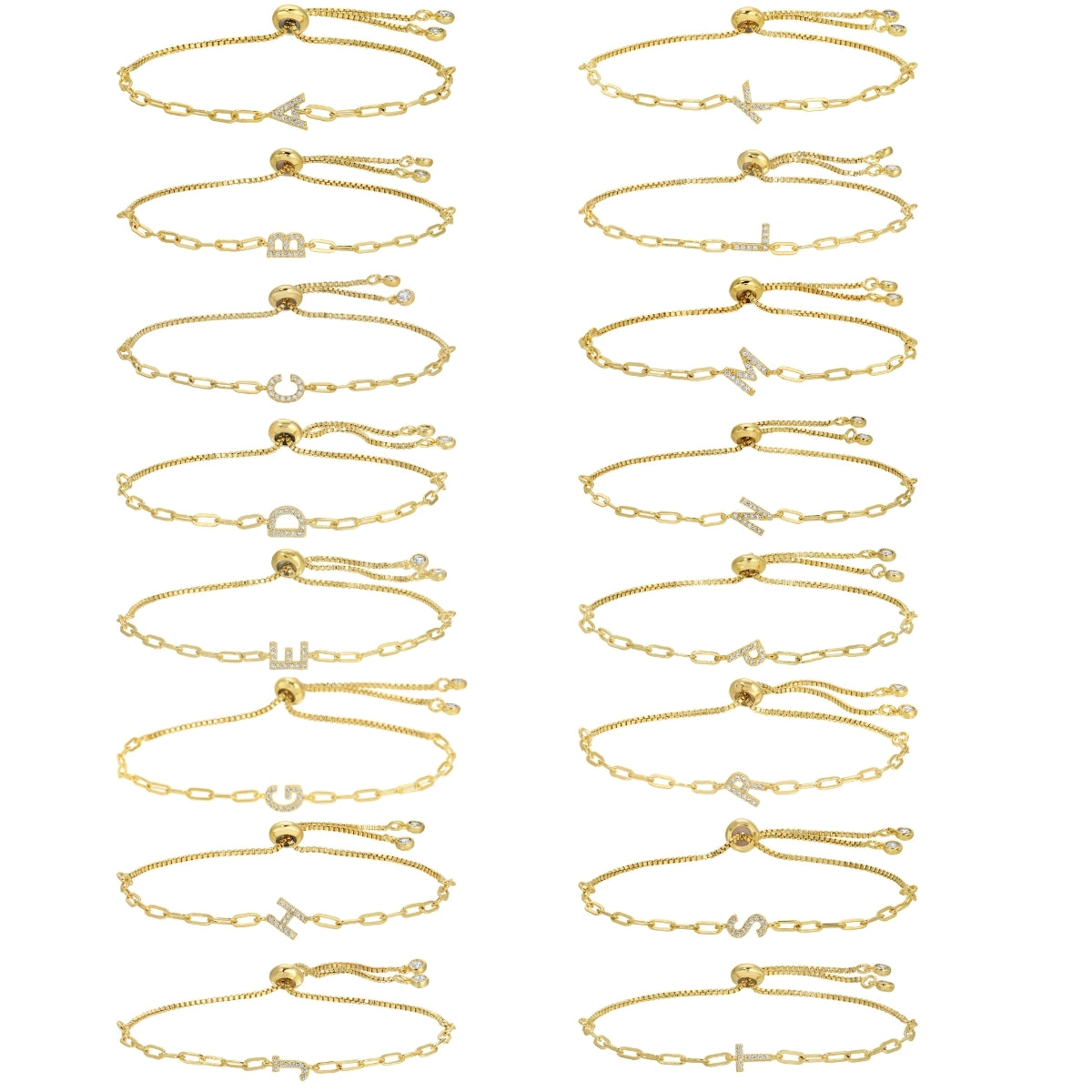 Set/32 Pavé Initial Pulley Bracelets