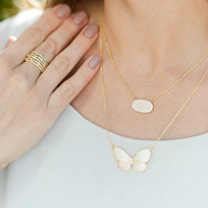 Unity Pave Oval Pendant Necklace