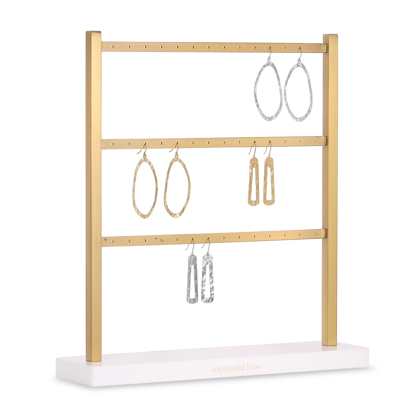 Branded Gold & White 3 Level Earring Display