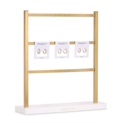 Branded Gold & White 3 Level Earring Display
