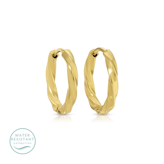 Simple Twist Huggie Earrings, Water-Resistant