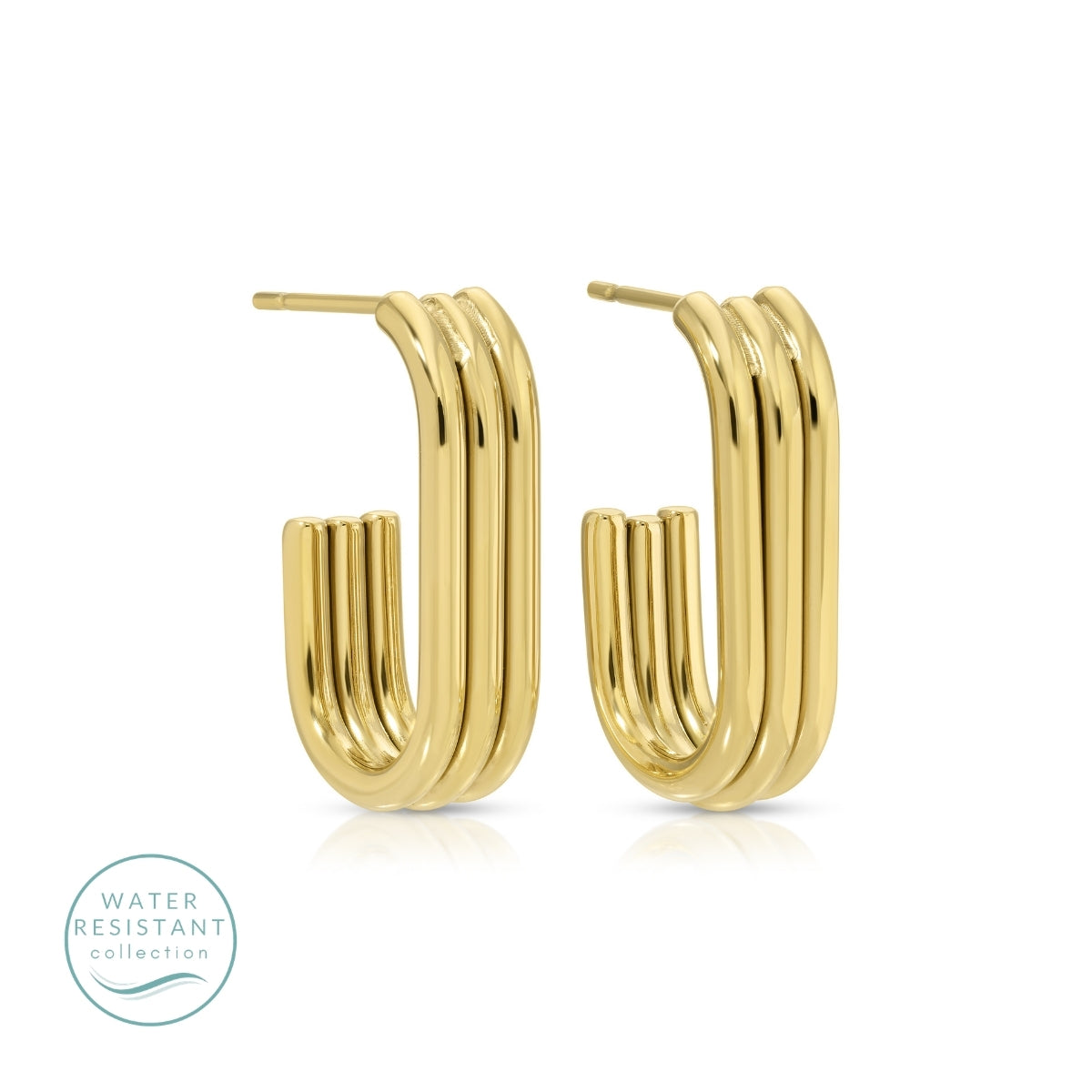Contemporary Elongated Hoops, Water-Resistant