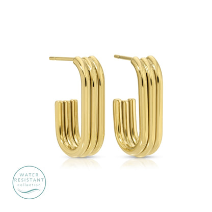 Contemporary Elongated Hoops, Water-Resistant