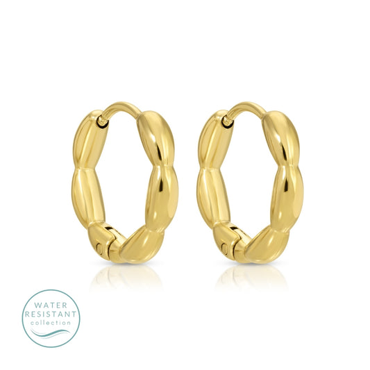 Scalloped Huggie Earrings, Water-Resistant