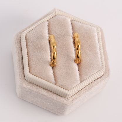 Scalloped Huggie Earrings, Water-Resistant