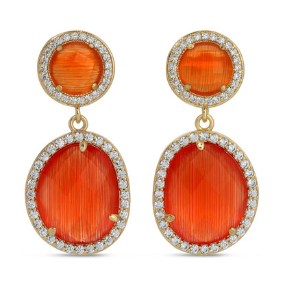 Clementine, Pave Stone Double Drop Earrings