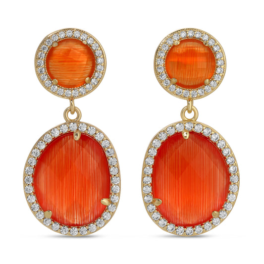Clementine, Pave Stone Double Drop Earrings