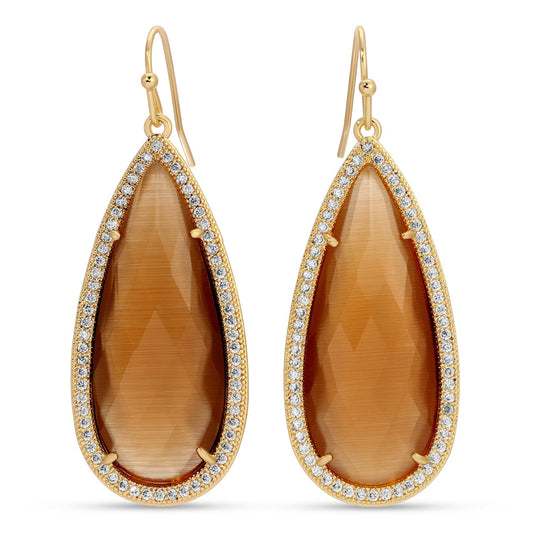 Phoebe, Long Shimmer Stone Earrings