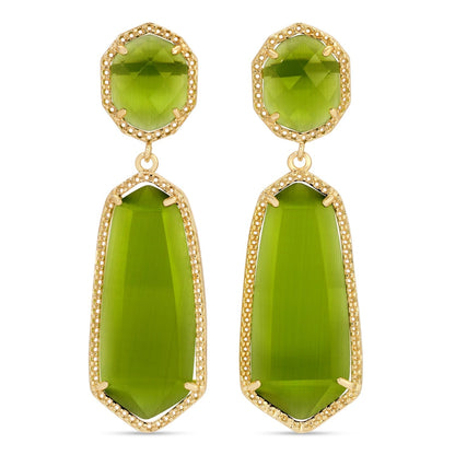 Charlotte, Long Double Drop Stone Stud Earrings