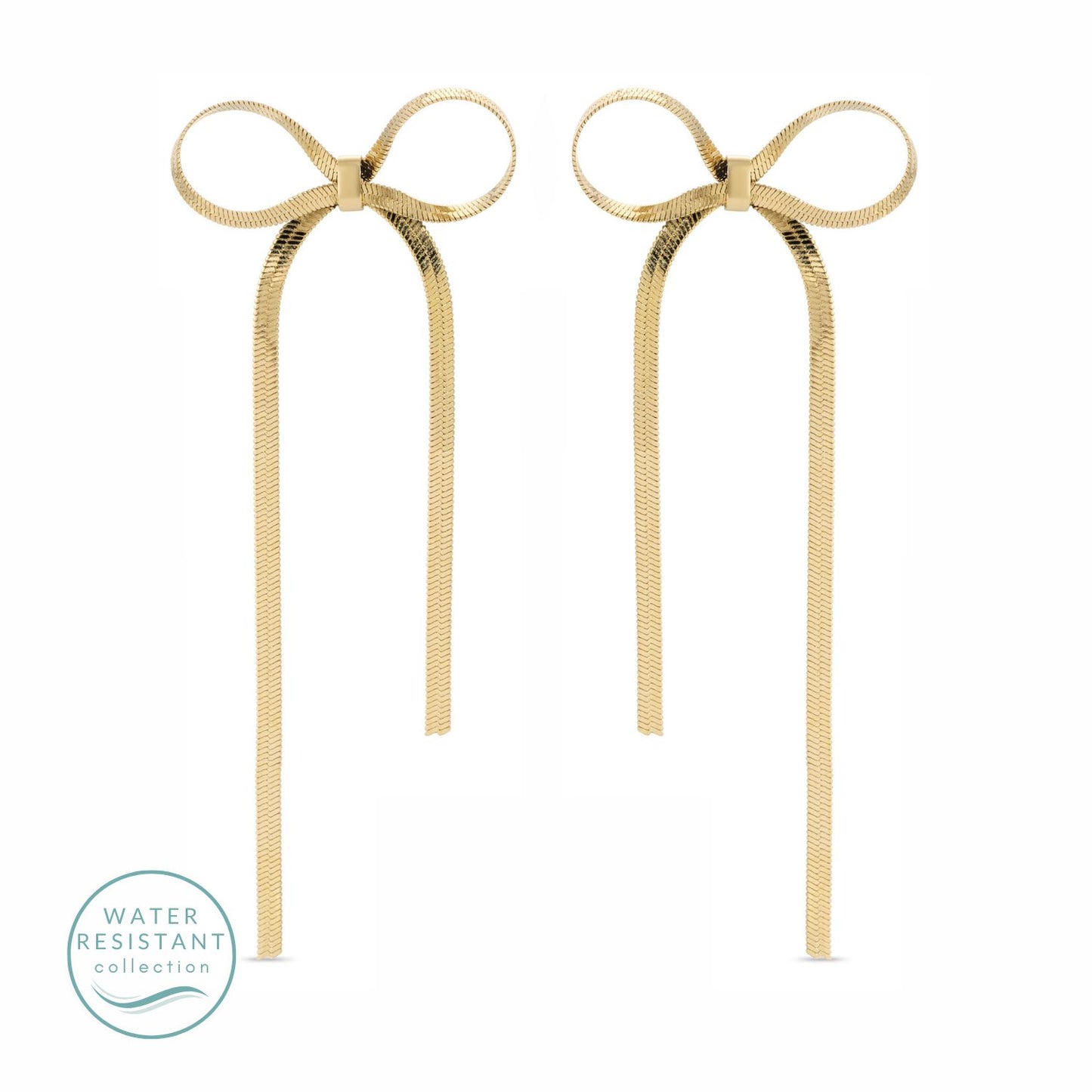 Flowy Long Bow Earrings, Water Resistant
