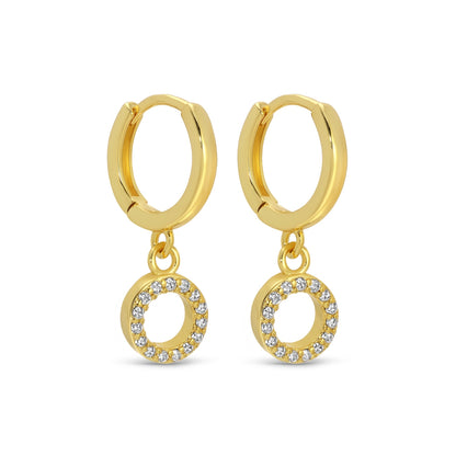 Small Huggies with Pave Circle