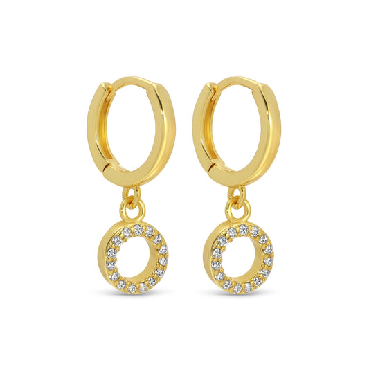 Small Huggies with Pave Circle