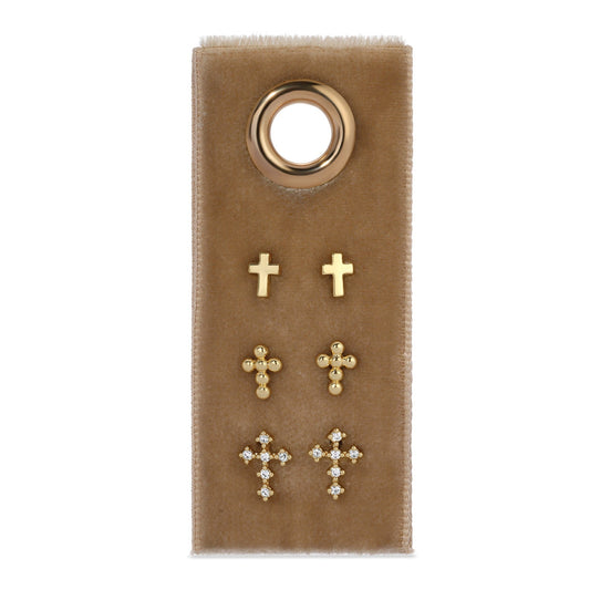 Multi Cross Velvet Set/3 Stud Gift Set