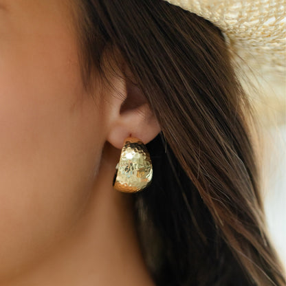 Textured Extra Wide Rounded Hoops