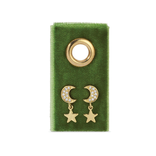 Moon & Star Studs on Velvet Gift Tag